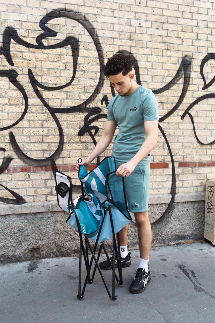 Chaise Pliante FK II - Bleu/Blanc