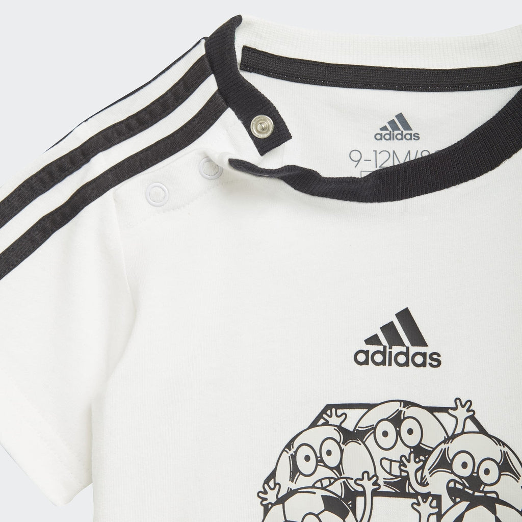 Ensemble T-shirt/Short Adidas 3 Stripes Bébé - Blanc/Noir