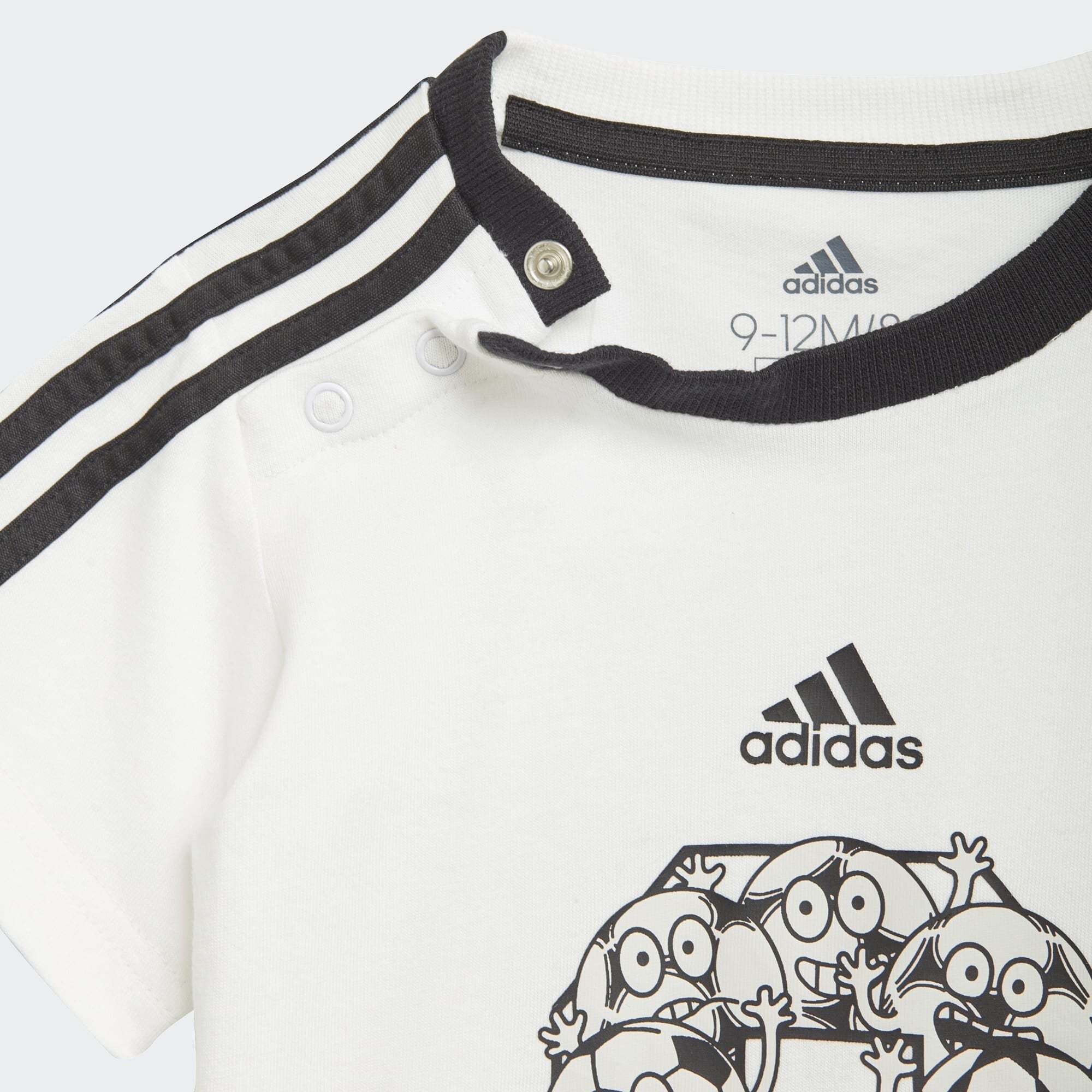 Ensemble T-shirt/Short Adidas 3 Stripes Bébé - Blanc/Noir