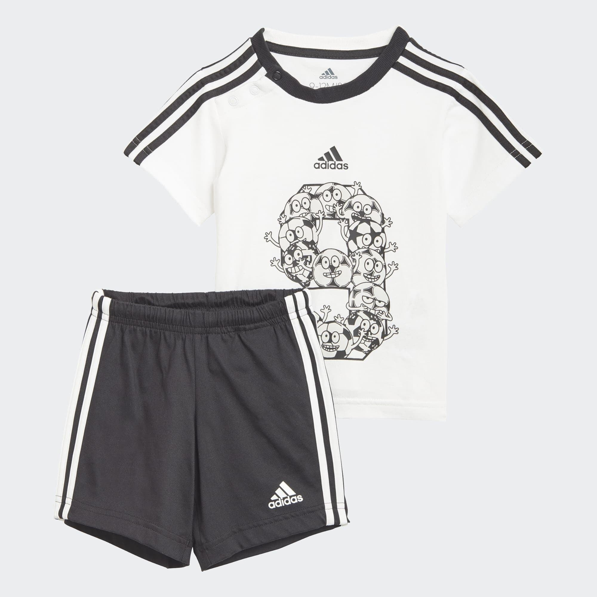 Ensemble T-shirt/Short Adidas 3 Stripes Bébé - Blanc/Noir
