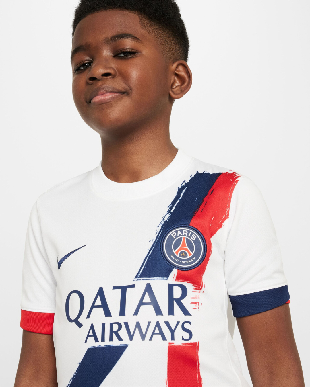 Maillot PSG  Extérieur Junior 2025/2026 - Blanc/Bleu/Rouge