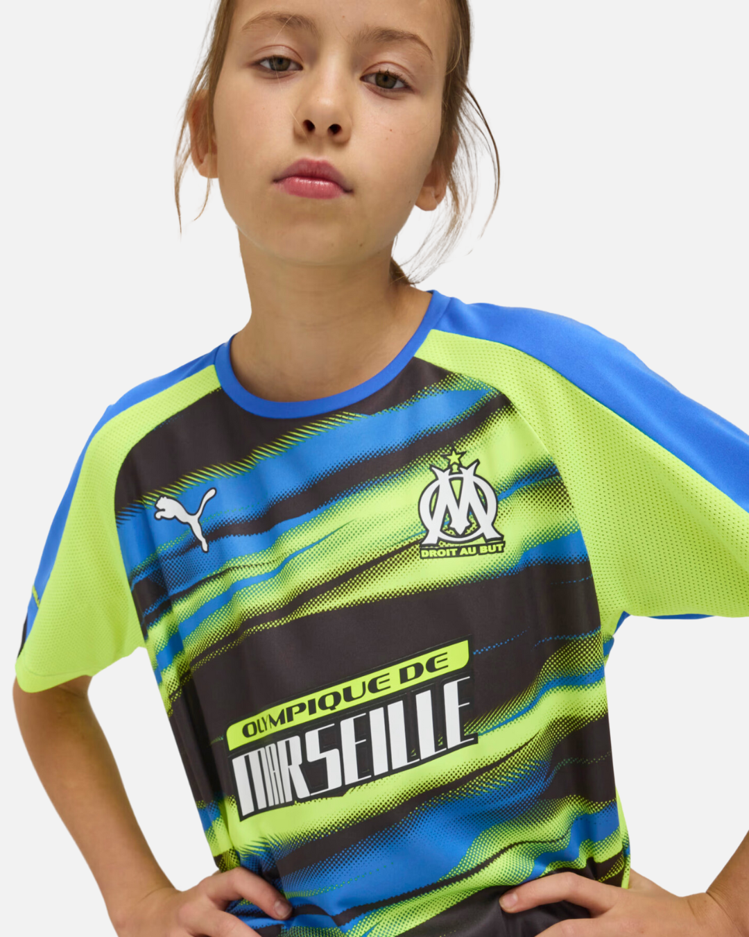 Maillot OM Faster 2024/2025 Junior - Vert/Bleu/Noir