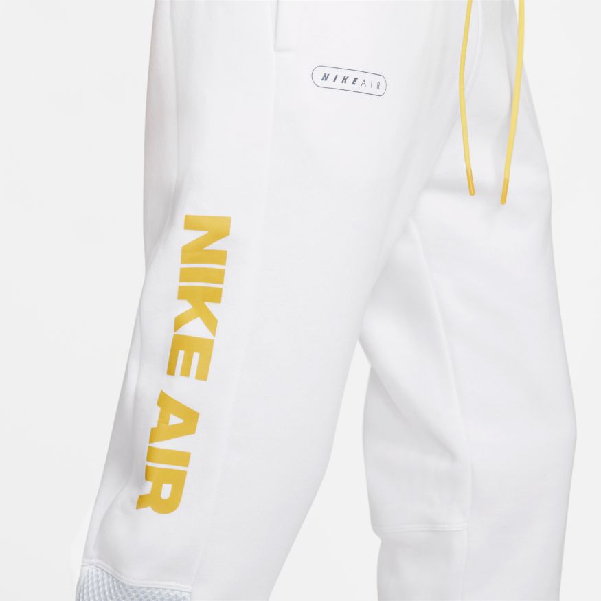 Pantalon Nike Air fleece brossé  - Blanc/Doré
