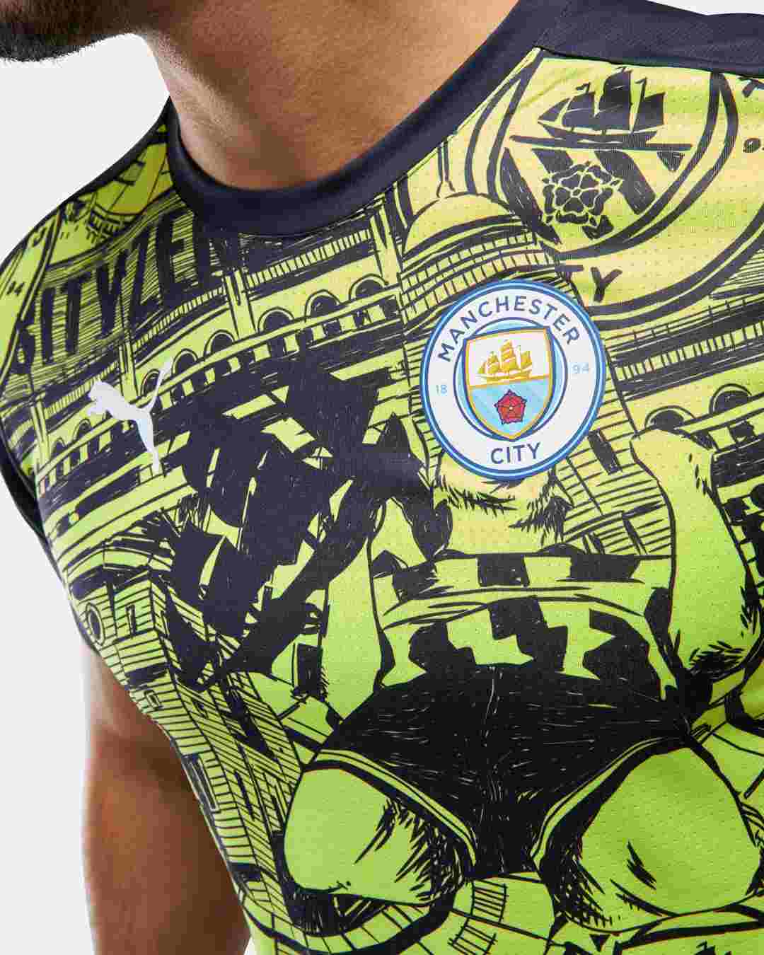Maillot Pré-Match Manchester City 2024/2025 - Jaune/Bleu