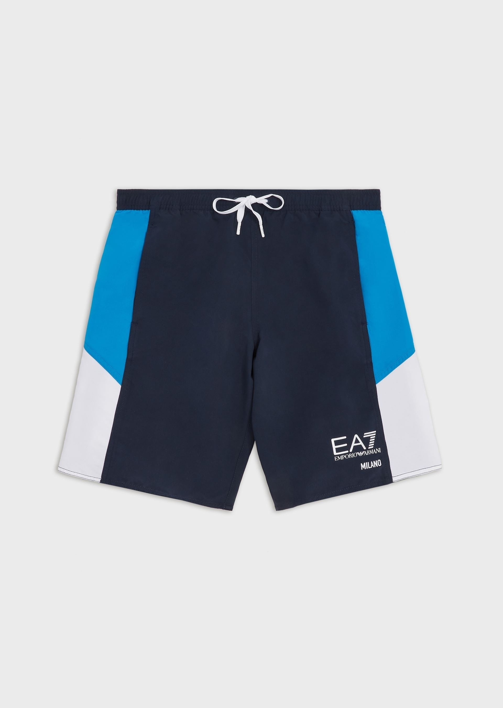 Short de bain Emporio Armani EA7 Milano - Bleu/Blanc
