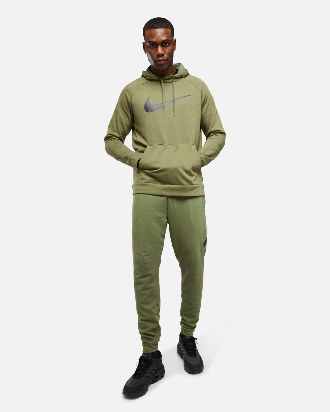 Sweat a capuche Nike Running Dry Graphic - Kaki/Noir