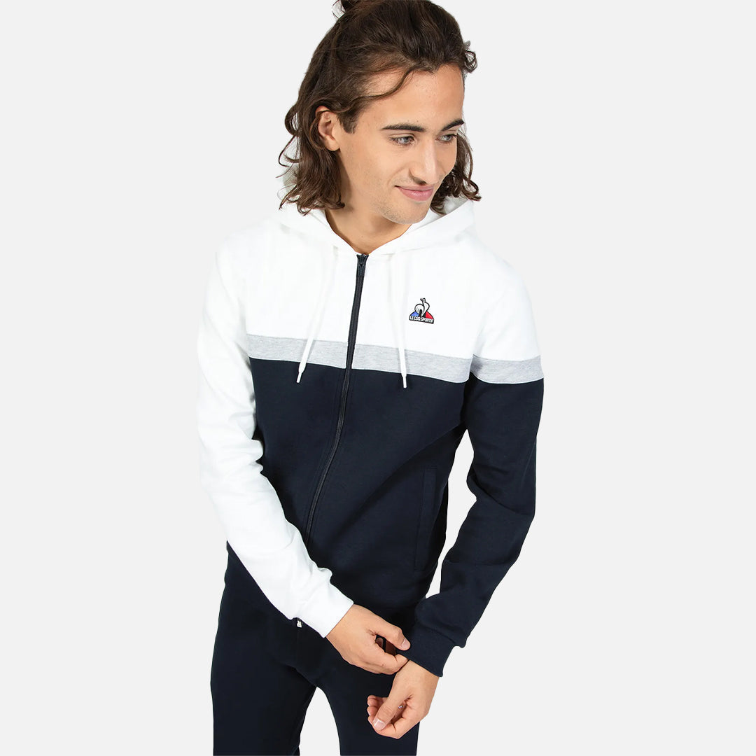Veste à Capuche Zippé Le Coq Sportif Saison - Bleu/Gris/Blanc