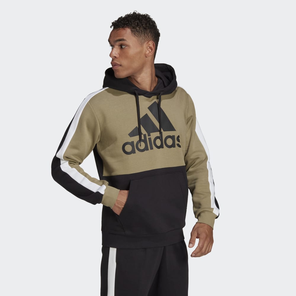 Sweat à capuche Adidas Essentials Colorblock - Kaki/Noir/Blanc