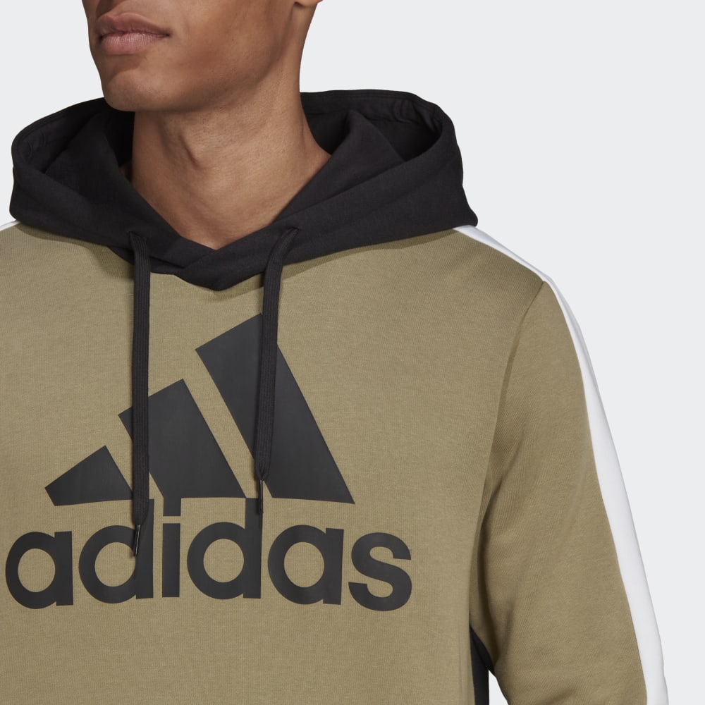 Sweat à capuche Adidas Essentials Colorblock - Kaki/Noir/Blanc
