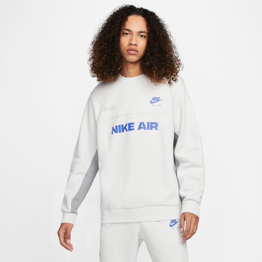 Sweat Nike Air brossé -  Blanc/Bleu/Gris