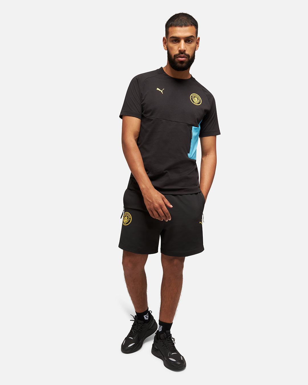 T-shirt d'entrainement Manchester City - Noir/Bleu
