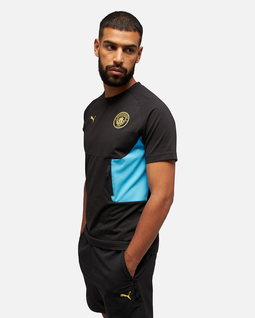 T-shirt d'entrainement Manchester City - Noir/Bleu