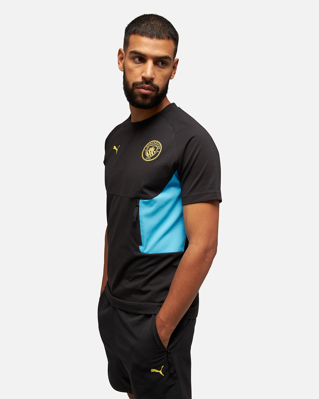 T-shirt d'entrainement Manchester City - Noir/Bleu