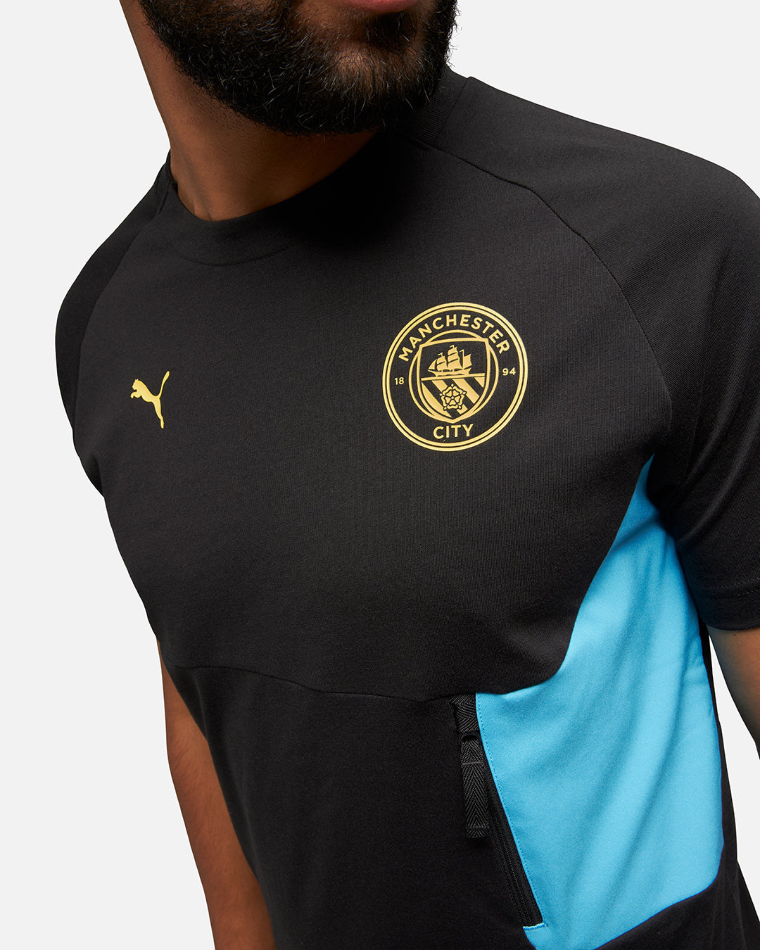 T-shirt d'entrainement Manchester City - Noir/Bleu