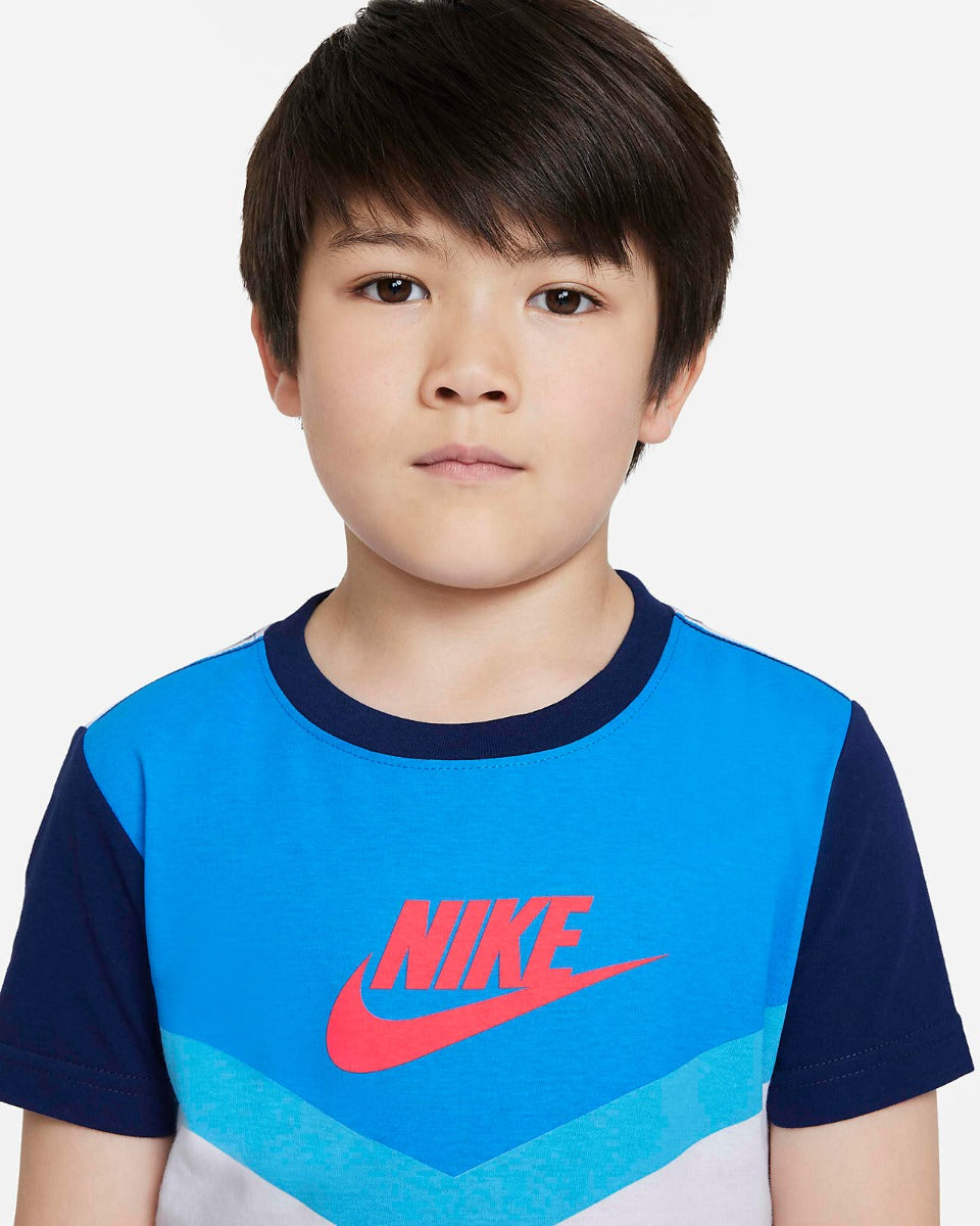 T-Shirt Nike Futura Enfant - Bleu/Blanc