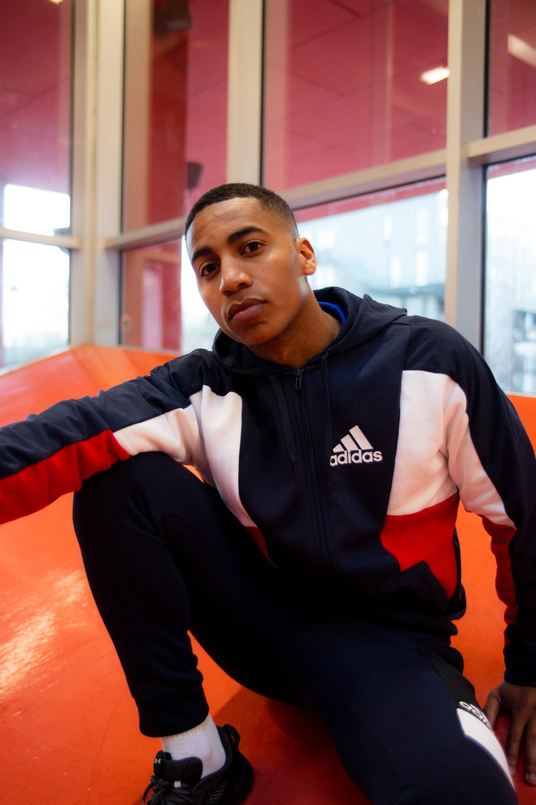 Veste à capuche Adidas Essentials Colorblock - Bleu/Blanc/Rouge