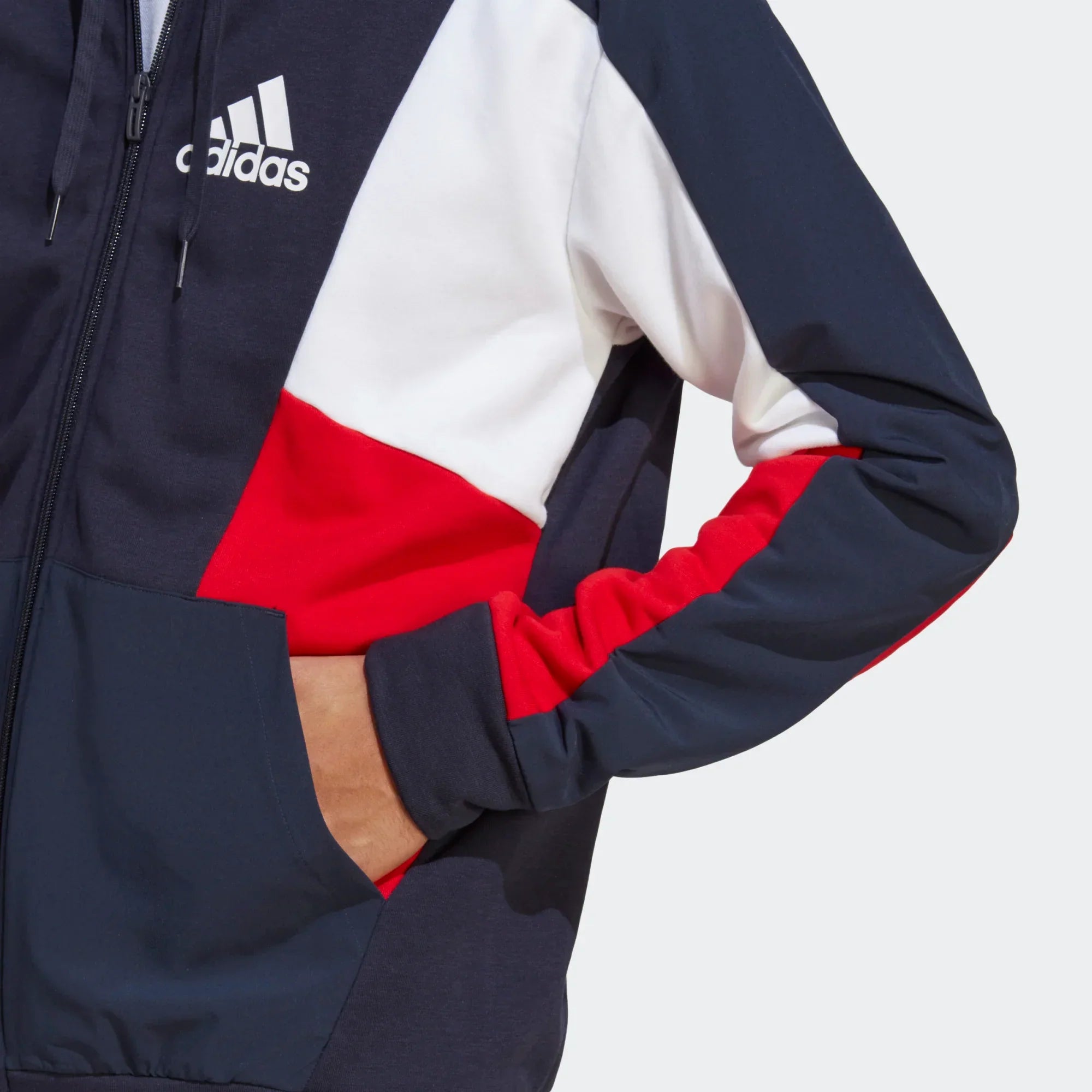 Veste à capuche Adidas Essentials Colorblock - Bleu/Blanc/Rouge