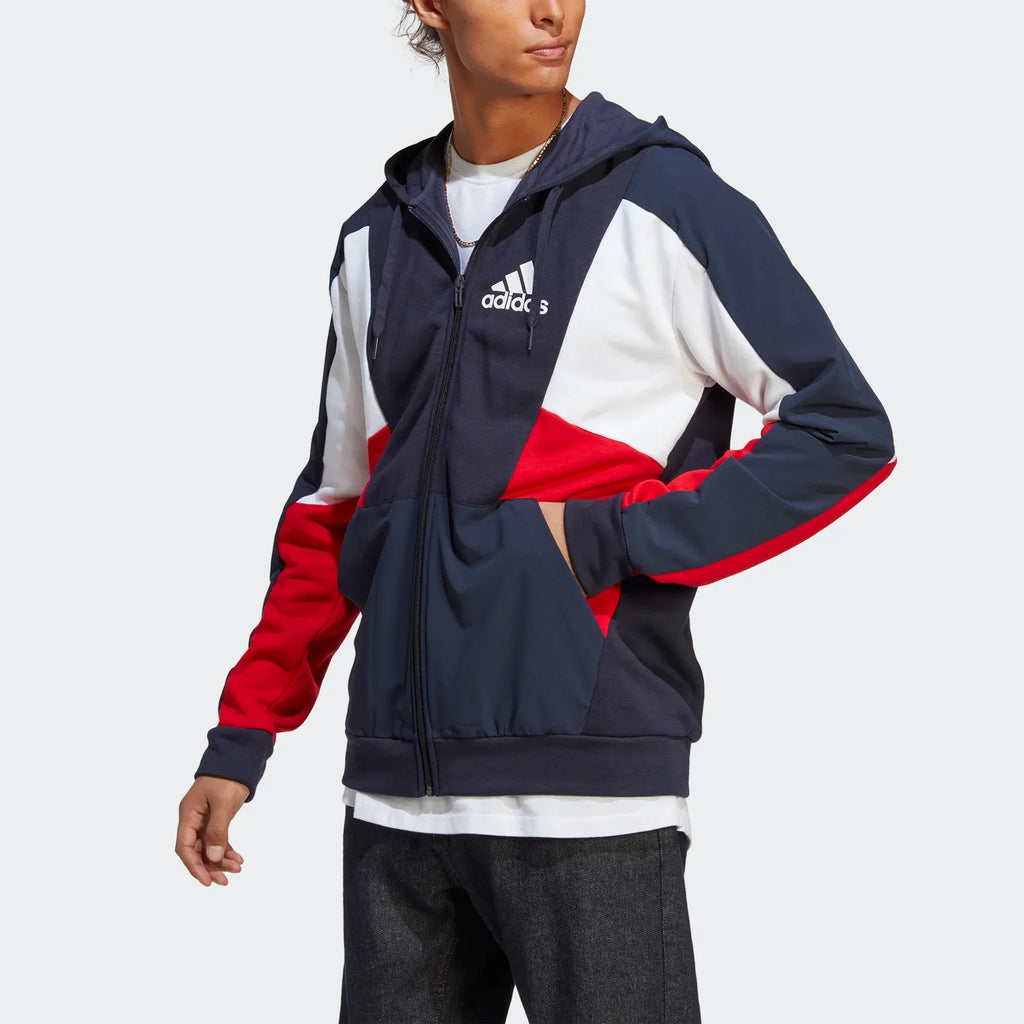 Veste à capuche Adidas Essentials Colorblock - Bleu/Blanc/Rouge