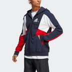 Veste à capuche Adidas Essentials Colorblock - Bleu/Blanc/Rouge