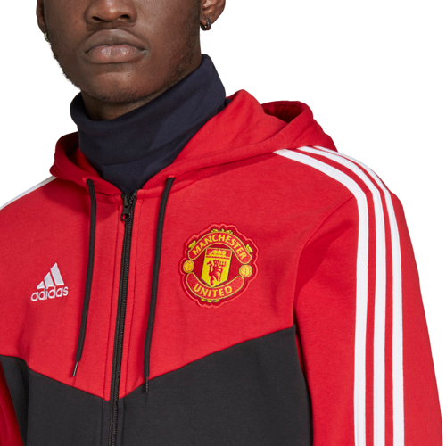 Veste Capuche Manchester United 3 stripes - Rouge/Noir