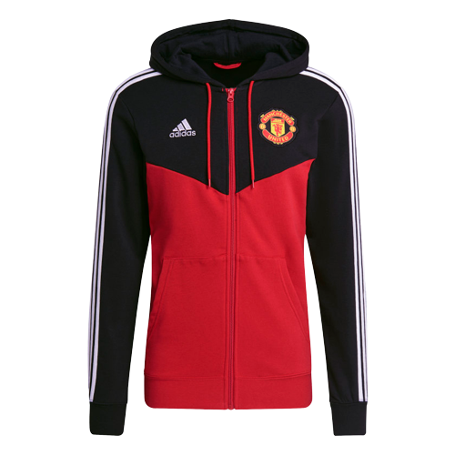 Veste Capuche Manchester United 3 stripes - Noir/Rouge