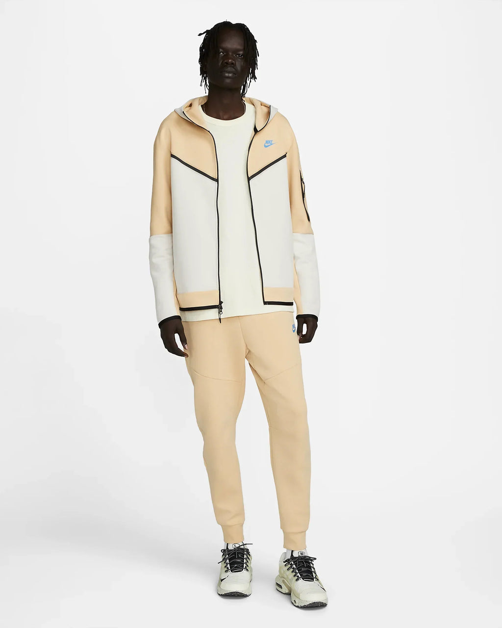 Pantalon jogging Nike Tech Fleece - Beige/Bleu