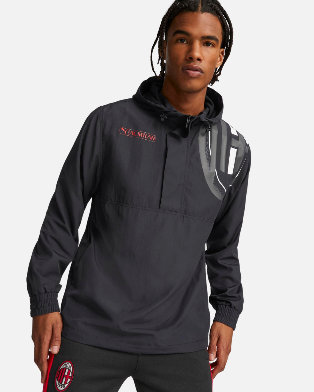 Veste Coupe-Vent Milan AC - Noir/Blanc/Noir