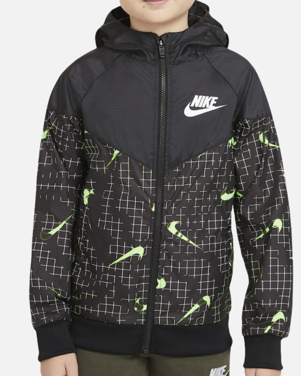 Veste Coupe-Vent Nike Windrunner Junior - Noir/Vert