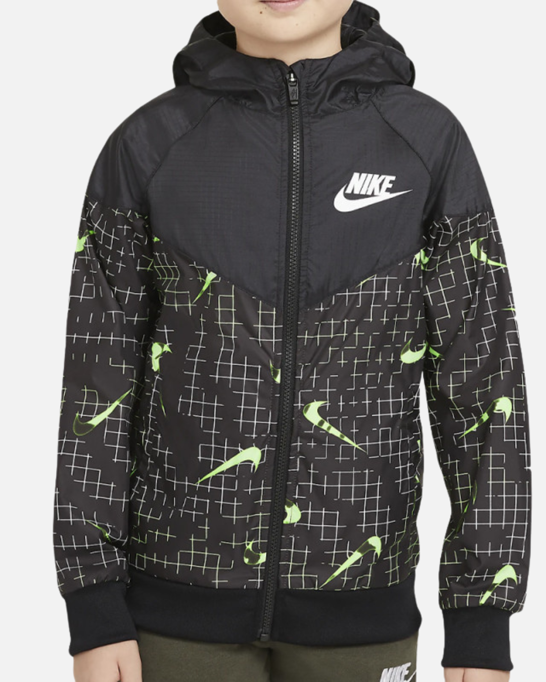Veste Coupe-Vent Nike Windrunner Junior - Noir/Vert