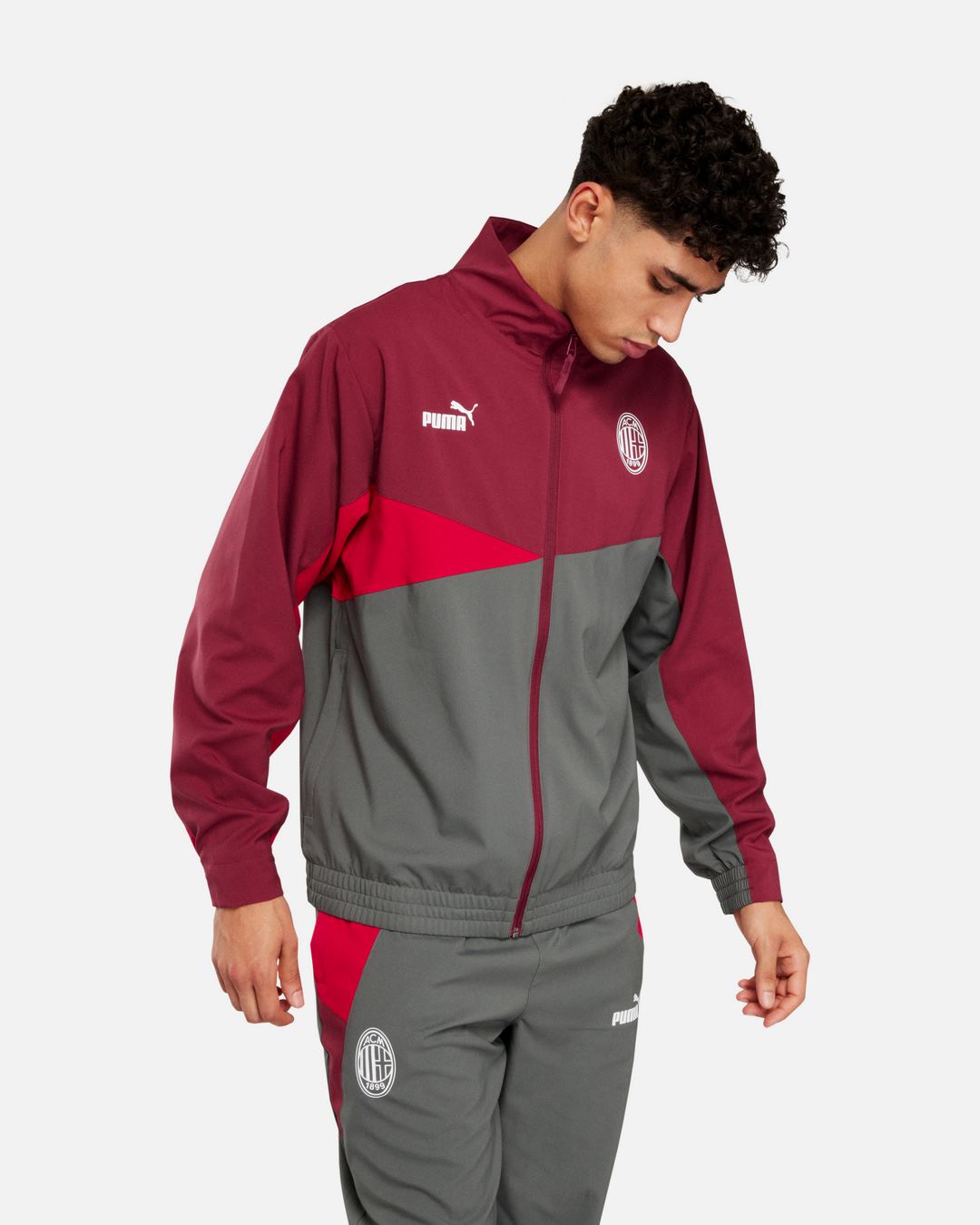 Veste de survêtement Milan AC - Rouge/Gris