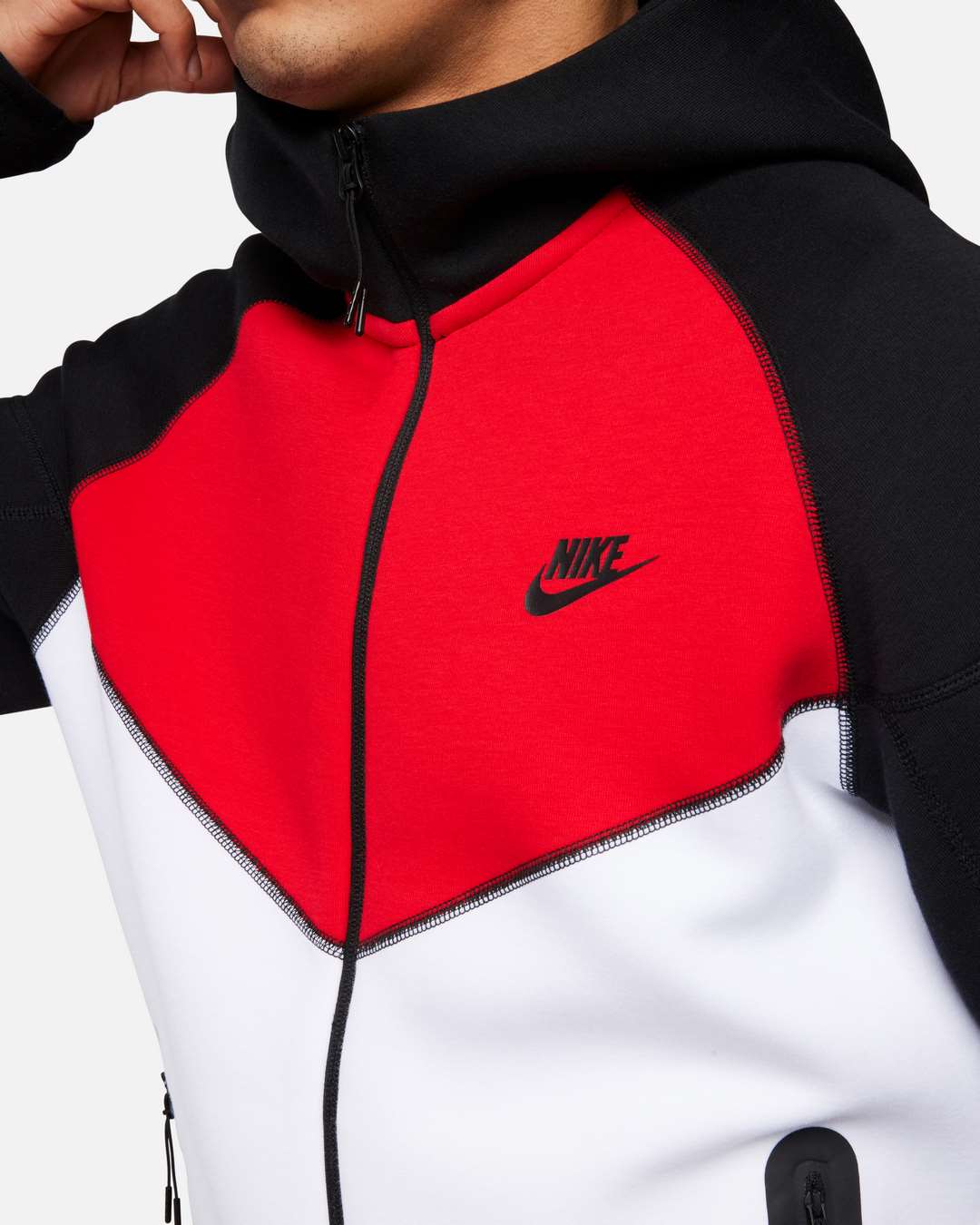 Veste Nike Tech Fleece -  Blanc/Noir/Rouge