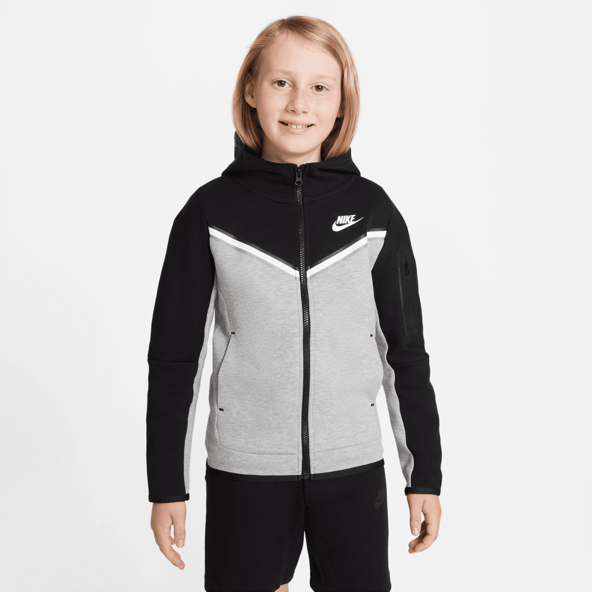 Veste Nike Tech Fleece Junior - Noir/Gris/Blanc